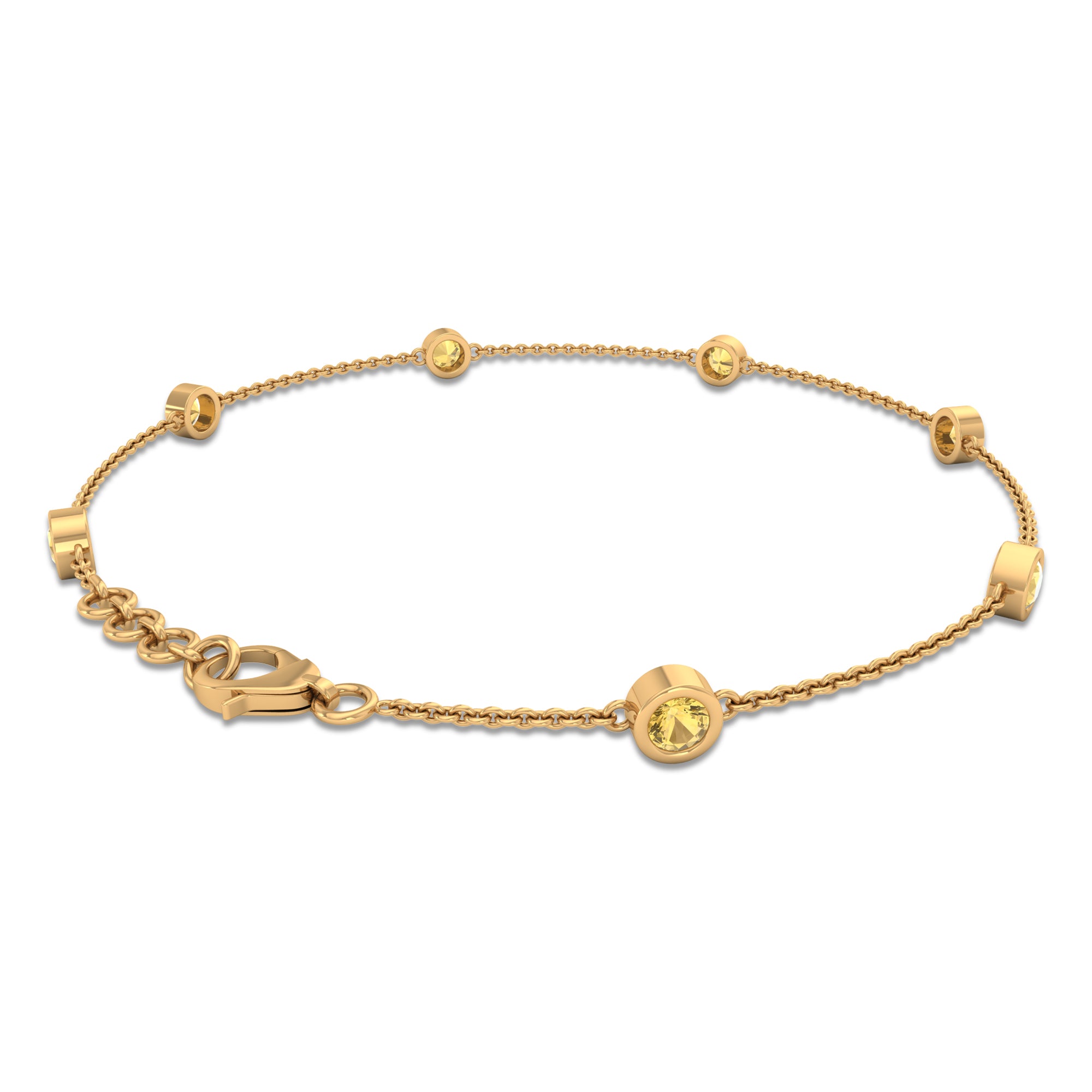 1 CT Bezel Set Citrine Seven Stone Station Chain Bracelet Citrine - ( AAA ) - Quality - Rosec Jewels