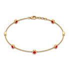 1 CT Bezel Set Ruby Station Chain Bracelet in Gold Ruby - ( AAA ) - Quality - Rosec Jewels