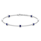 Bezel Set Blue Sapphire Station Bracelet Blue Sapphire - ( AAA ) - Quality - Rosec Jewels