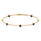 Bezel Set Blue Sapphire Station Bracelet Blue Sapphire - ( AAA ) - Quality - Rosec Jewels