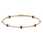 Bezel Set Blue Sapphire Station Bracelet Blue Sapphire - ( AAA ) - Quality - Rosec Jewels