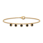 0.50 CT Bezel Set Black Onyx Station Chain Bracelet Black Onyx - ( AAA ) - Quality - Rosec Jewels