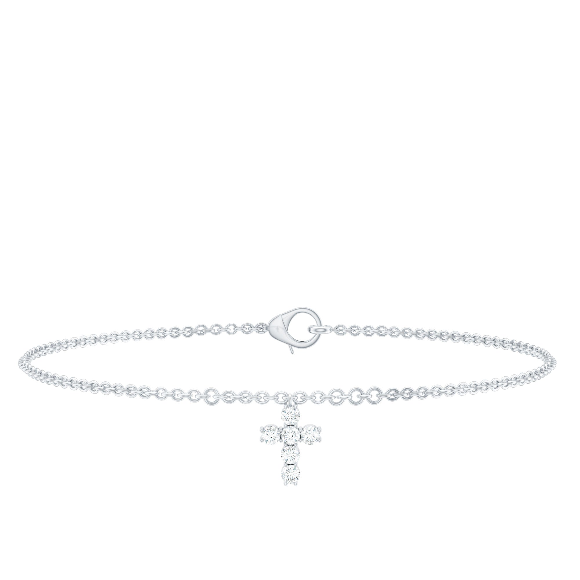 Rosec Jewels-0.25 CT Certified Diamond Chain Bracelet with Cross Charm