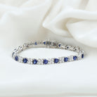 Certified Lab Grown Blue Sapphire And Moissanite Heart Tennis Bracelet Lab Created Blue Sapphire - ( AAAA ) - Quality - Rosec Jewels