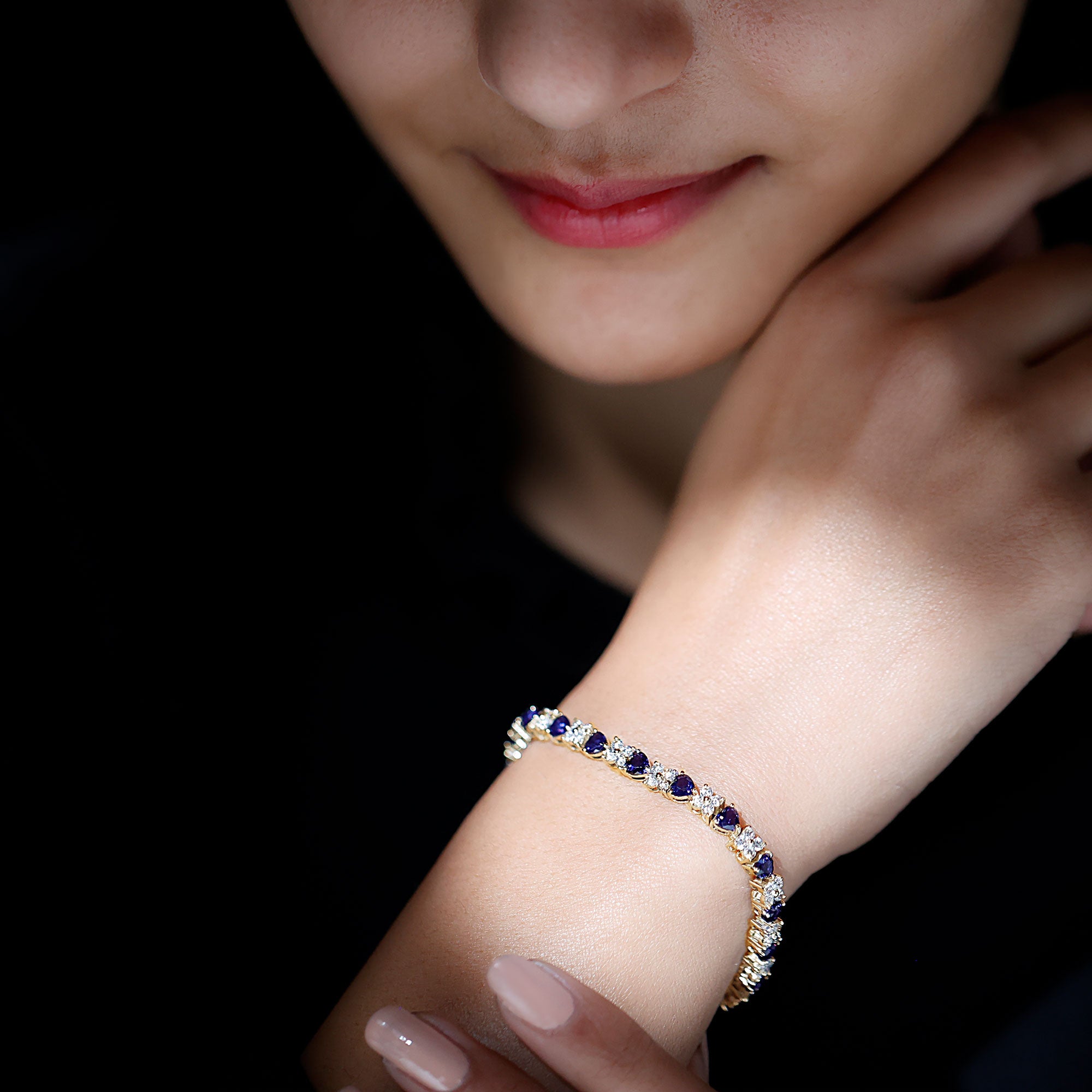 Pink Tennis Bracelet with White Lab Sapphires in Sterling on sale Silver with Rose Rhodi