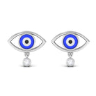 Classic Evil Eye Stud Earrings with Moissanite Drop in Bezel Setting Moissanite - ( D-VS1 ) - Color and Clarity - Rosec Jewels