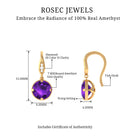 Rosec Jewels-Natural Amethyst Solitaire Drop Earrings with Diamond