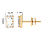 Baguette Cut Diamond Halo Stud Earrings in Gold Diamond - ( HI-SI ) - Color and Clarity - Rosec Jewels