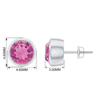 1.5 CT Round Pink Tourmaline Solitaire Stud Earrings in Bezel Setting Pink Tourmaline - ( AAA ) - Quality - Rosec Jewels