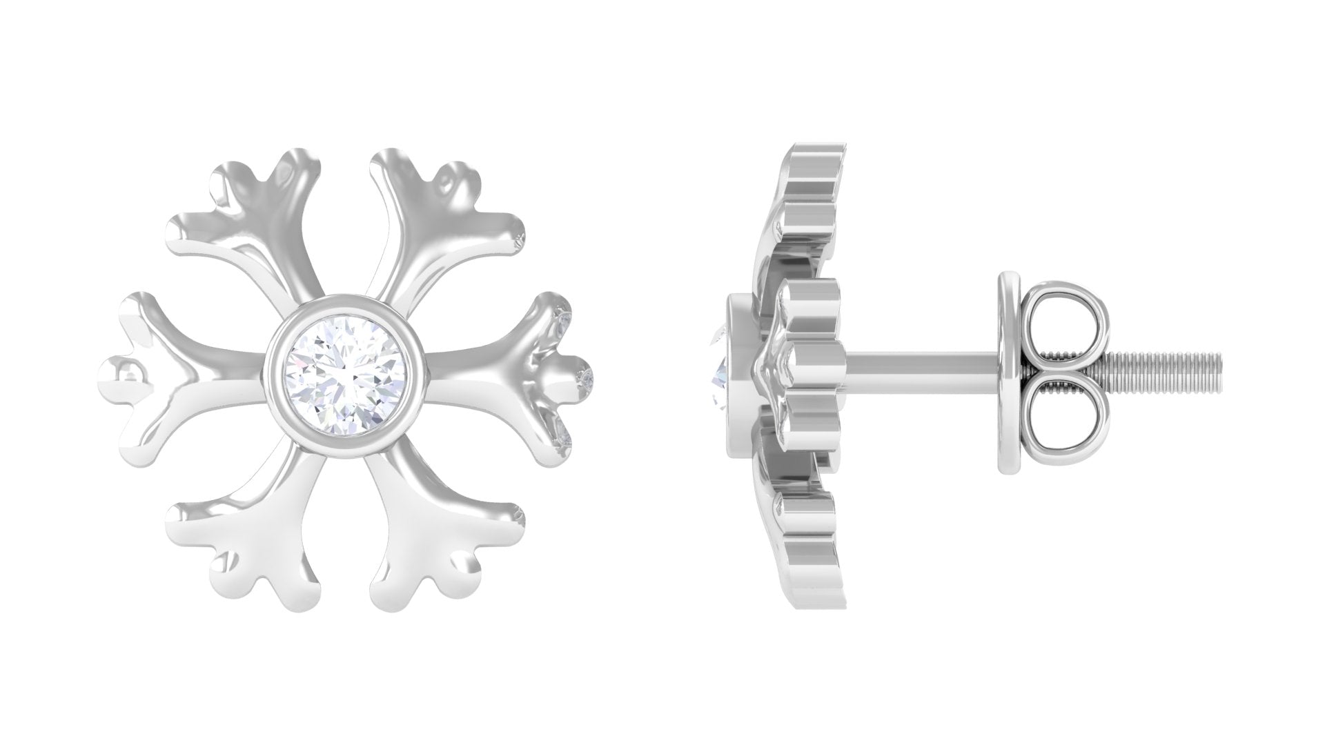 Rosec Jewels-Snowflake Stud Earrings with Diamond