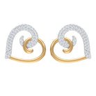 Rosec Jewels-Two Tone Heart Stud Earrings with 1/2 CT Diamonds