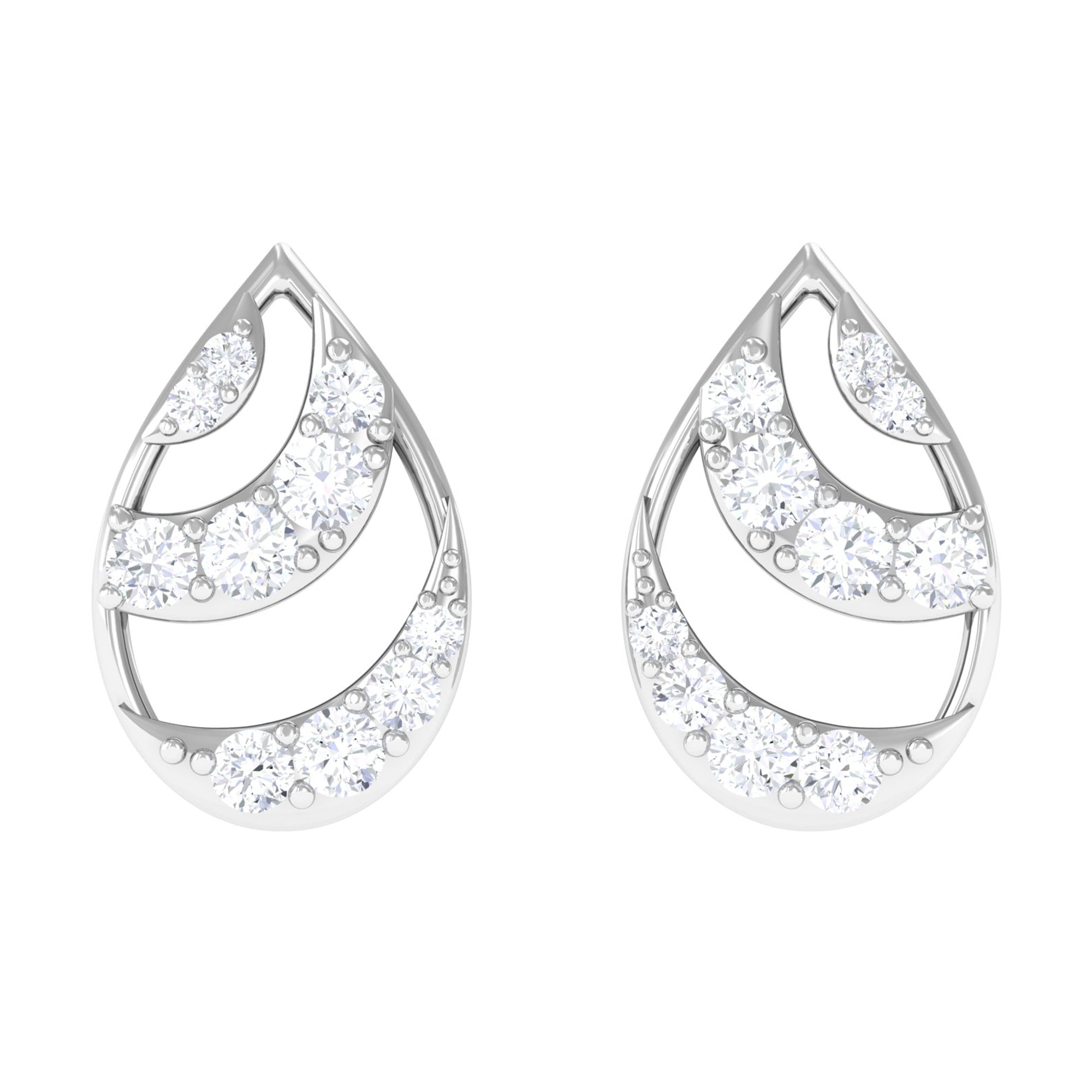 Natural Diamond Minimal Teardrop Stud Earrings Diamond - ( HI-SI ) - Color and Clarity - Rosec Jewels