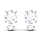 Round Zircon Two Stone Stud Earrings in Gold Zircon - ( AAAA ) - Quality - Rosec Jewels