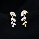 1.25 CT Marquise Shape Zircon Leaf Dangle Earrings in Gold Zircon - ( AAAA ) - Quality - Rosec Jewels