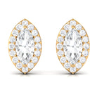 Marquise Halo Stud Earrings with Cubic Zirconia Zircon - ( AAAA ) - Quality - Rosec Jewels