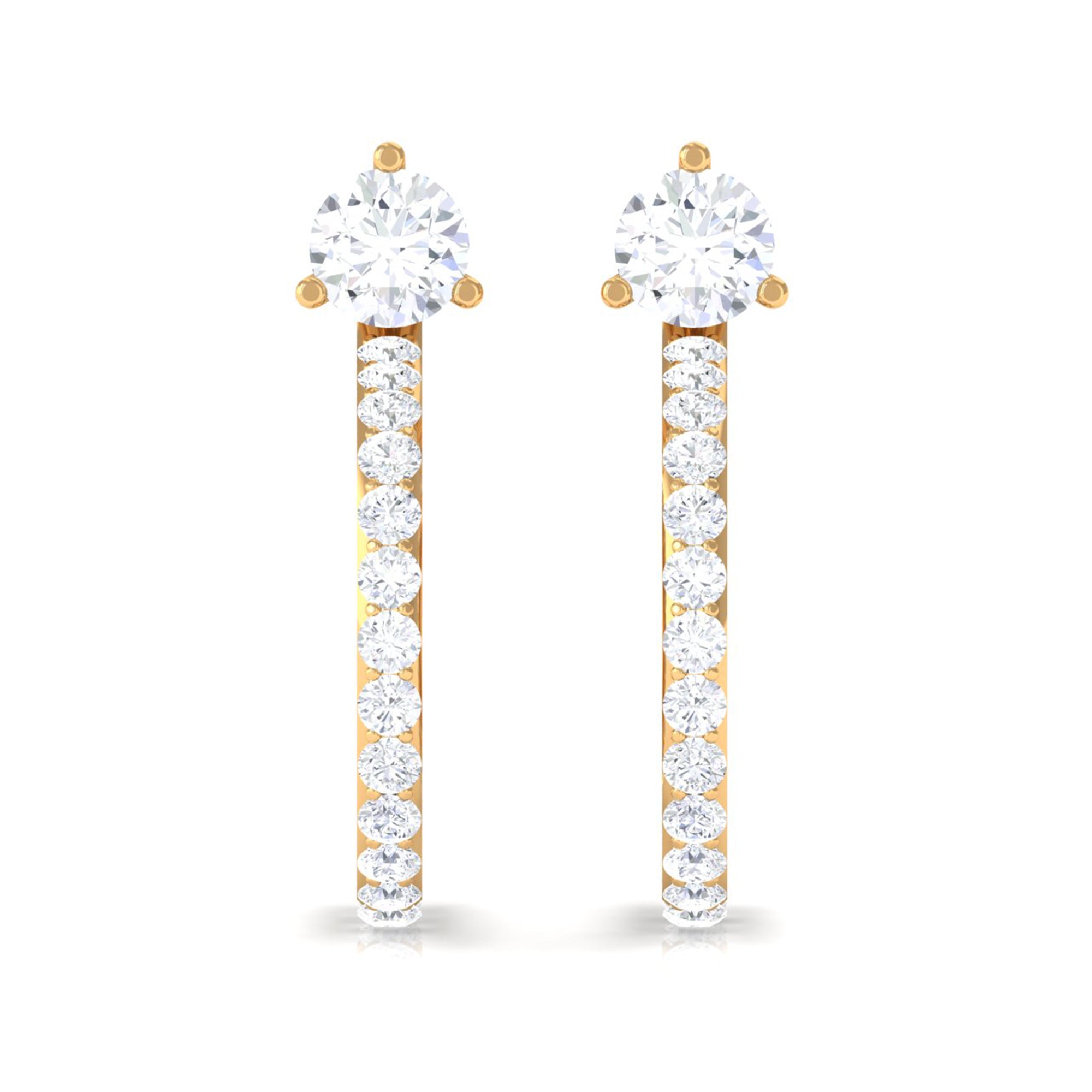 Designer Half Hoop Earrings with Zircon and Gold Zircon - ( AAAA ) - Quality - Rosec Jewels