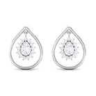 Teardrop Zircon Stud Earrings with Halo Zircon - ( AAAA ) - Quality - Rosec Jewels