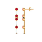 Created Ruby and Diamond Dangle Earrings Lab Created Ruby - ( AAAA ) - Quality - Rosec Jewels