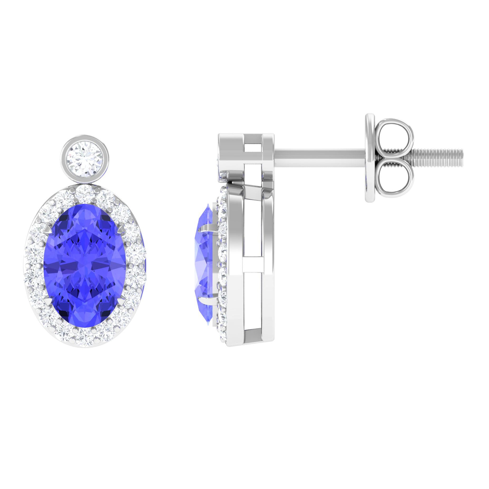 Oval Tanzanite and Diamond Halo Stud Earrings – Rosec Jewels UK