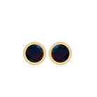 Milgrain Bezel Set Round Black Opal Solitaire Stud Earrings Black Opal - ( AAA ) - Quality - Rosec Jewels