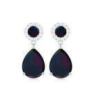 Classic Black Opal and Diamond Bridal Drop Earrings Black Opal - ( AAA ) - Quality - Rosec Jewels