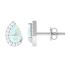 1.5 CT Ethiopian Opal Teardrop Stud Earrings with Diamond Ethiopian Opal - ( AAA ) - Quality - Rosec Jewels