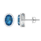 2.50 CT London Blue Topaz and Diamond Halo Stud Earrings London Blue Topaz - ( AAA ) - Quality - Rosec Jewels