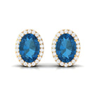 2.50 CT London Blue Topaz and Diamond Halo Stud Earrings London Blue Topaz - ( AAA ) - Quality - Rosec Jewels