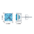 Princess Cut Aquamarine Solitaire Stud Earring Aquamarine - ( AAA ) - Quality - Rosec Jewels