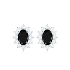 2 CT Created Black Diamond stud with White Diamond Halo Lab Created Black Diamond - ( AAAA ) - Quality - Rosec Jewels