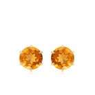 6 MM Claw Set Citrine Solitaire Stud Earrings Citrine - ( AAA ) - Quality - Rosec Jewels