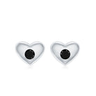 Gypsy Set Round Shape Black Onyx and Gold Heart Stud Earrings For Women Black Onyx - ( AAA ) - Quality - Rosec Jewels