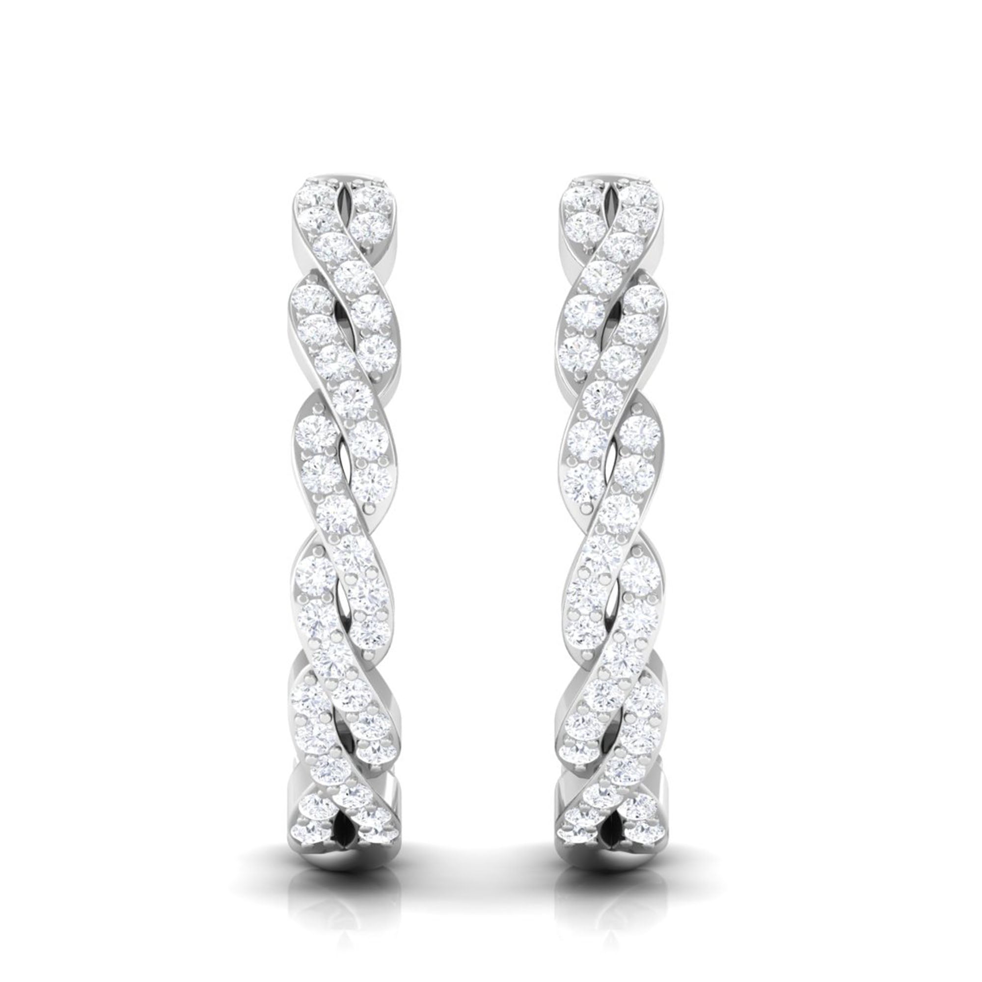 Natural Diamond Twisted Hoop Earrings Diamond - ( HI-SI ) - Color and Clarity - Rosec Jewels