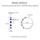 Minimal Hoop Earrings with Blue Sapphire and Moissanite in Gold Blue Sapphire - ( AAA ) - Quality - Rosec Jewels