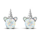 1 CT Ethiopian Opal Unicorn Solitaire Stud Earrings in Gold Ethiopian Opal - ( AAA ) - Quality - Rosec Jewels