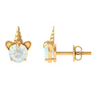 1 CT Ethiopian Opal Unicorn Solitaire Stud Earrings in Gold Ethiopian Opal - ( AAA ) - Quality - Rosec Jewels