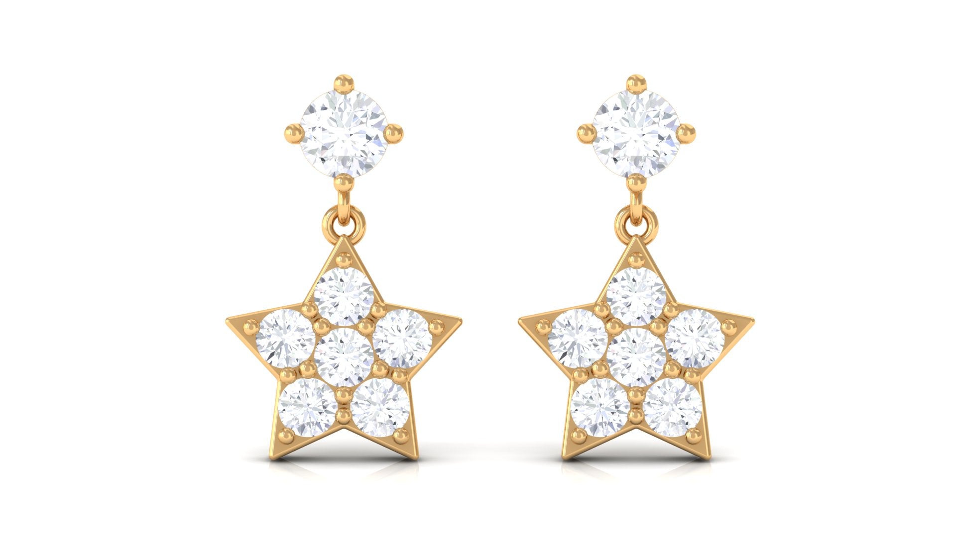 Rosec Jewels-Natural Diamond Star Drop Earrings with Screw Back