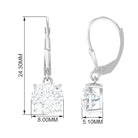 Cushion Cut Cubic Zirconia Solitaire Drop Earrings Zircon - ( AAAA ) - Quality - Rosec Jewels