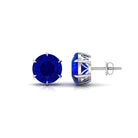 Claw Set Created Blue Sapphire Solitaire Stud Earrings Lab Created Blue Sapphire - ( AAAA ) - Quality - Rosec Jewels