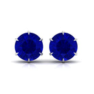 Claw Set Created Blue Sapphire Solitaire Stud Earrings Lab Created Blue Sapphire - ( AAAA ) - Quality - Rosec Jewels