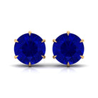 Claw Set Created Blue Sapphire Solitaire Stud Earrings Lab Created Blue Sapphire - ( AAAA ) - Quality - Rosec Jewels