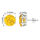 Round Created Yellow Sapphire Solitaire Stud Earrings Lab Created Yellow Sapphire - ( AAAA ) - Quality - Rosec Jewels