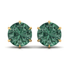 Solitaire Lab-Created Green Sapphire Stud Earrings Lab Created Green Sapphire - ( AAAA ) - Quality - Rosec Jewels