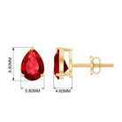 2 CT Created Ruby Pear Cut Solitaire Earrings for Women Lab Created Ruby - ( AAAA ) - Quality - Rosec Jewels