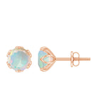 1.5 CT Round Cut Ethiopian Opal Solitaire Stud Earrings Ethiopian Opal - ( AAA ) - Quality - Rosec Jewels