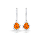 2.50 CT Fire Opal Teardrop Bridal Hoop Earrings with Moissanite Fire Opal - ( AAA ) - Quality - Rosec Jewels