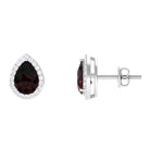 2 CT Classic Pear Cut Garnet and Diamond Stud Earrings Garnet - ( AAA ) - Quality - Rosec Jewels