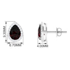 2 CT Classic Pear Cut Garnet and Diamond Stud Earrings Garnet - ( AAA ) - Quality - Rosec Jewels