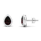 2 CT Classic Pear Cut Garnet and Diamond Stud Earrings Garnet - ( AAA ) - Quality - Rosec Jewels