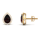 2 CT Classic Pear Cut Garnet and Diamond Stud Earrings Garnet - ( AAA ) - Quality - Rosec Jewels